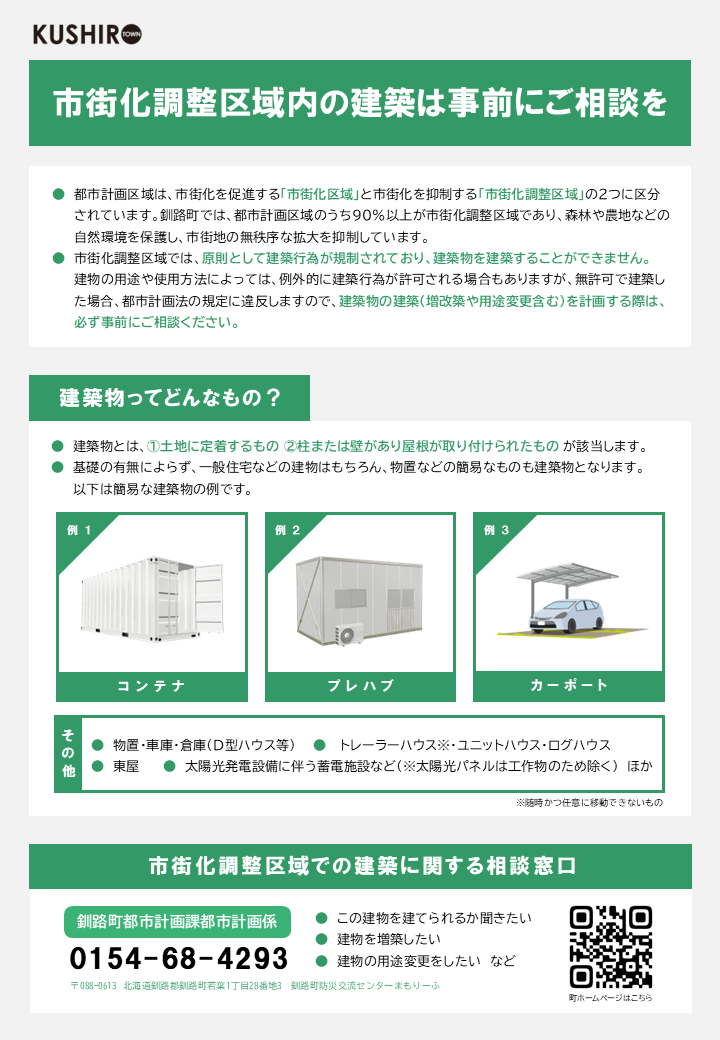 市街化調整区域内の建築は事前にご相談を